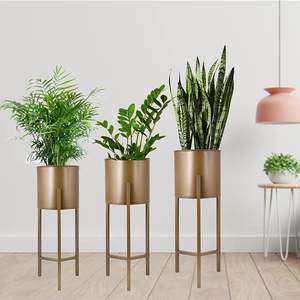 Metal Pack of 1 <b>Plant</b> Stand with Metal Planters <b>Pot</b> Holder Flower <b>Pot</b> Indoor Outdoor Three Leg Modern American Style Home - Product Image 2