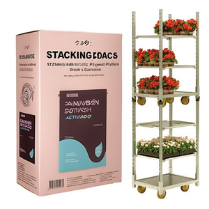 Chariots danois à empiler - Plateforme en contreplaqué à quatre roues avec roues en PU pour le jardin, les courses, le rangement des outils et le transport - Product Image 2