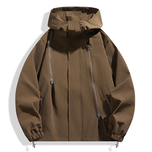 Veste en tissu imperméable pour hommes, avec fermeture à glissière à col montant, vêtements d'extérieur pour le printemps et l'automne - Product Image 5