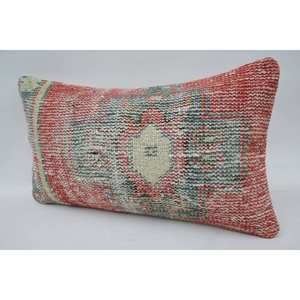 Multicolor Kantha Patchwork Wool <b>Pillow</b> 12x20 Inches Soft Floral Embroidered Woven Pattern for Sofa Use - Product Image 3