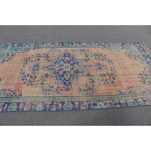 Tapis turc vintage 4,9x9,6 pieds, grand tapis bleu et rouge patchwork en laine avec envers en latex, tapis traditionnel écologique pour la maison - Product Image 3
