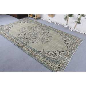 Alfombra Turca Vintage Grande de 5x8.4 pies, Alfombra Floral Beige y Azul - Product Image 4