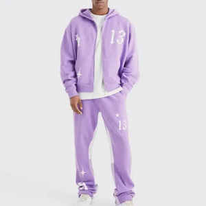 Vêtements d'hiver décontractés vintage pour hommes Ensemble short à capuche deux pièces 100% coton biologique Streetwear Logo personnalisé sérigraphié - Product Image 1