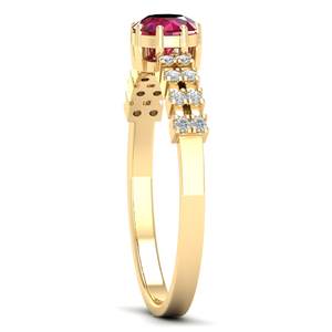 Anillo de Compromiso de Oro Sólido de 14K con Rubí Redondo de 0.5 Quilates y Diamantes, Joyería Personalizada para Mujer, Fabricante REYES - Product Image 3