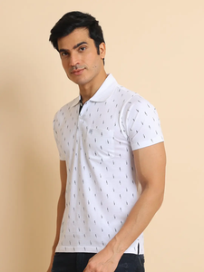 Camiseta elegante de ajuste Regular para cuello y Media manga para hombre, diseño estampado a la moda, ropa informal con bolsillo en el pecho, transpirable, 100% algodón - Product Image 4