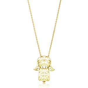 Collier avec pendentif en forme de Hamsa élégant, design origami, fabrication turque, vente en gros, bijoux en argent sterling 925 - Product Image 1