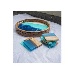 Posavasos de resina y madera para el hogar, oficina o Navidad, inauguración de la casa para uso en la mesa, soporte para tazas y bebidas - Product Image 1