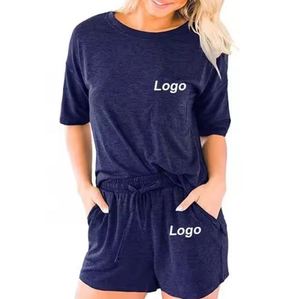 OEM/ODM 2 piezas conjunto mujer 100% algodón Material ligero transpirable logotipo personalizado impresión Casual Streetwears - Product Image 2