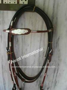 Collier de poitrine de cheval logo personnalisé style occidental en cuir véritable plaque de poitrine argent concho cuir brut nouage équipement de cheval inde - Product Image 4