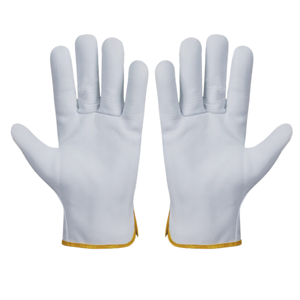 Gants de travail quotidiens respirants en cuir de chèvre blanc de qualité supérieure - Product Image 5