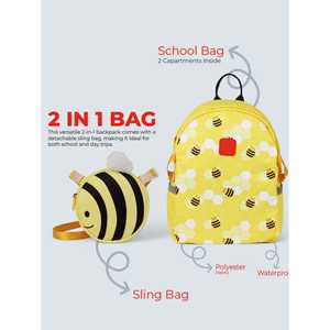 Tykle <b>Bee</b> BTS Combo 2-in-1 Children's Daily <b>Backpack</b> with Crayon Sticks & Water Bottles for School - Product Image 2