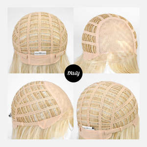 Kori-DWY Short Synthetic Wig Transparent Lace Front Free Part <b>Bleach</b> Blonde Color - Product Image 3