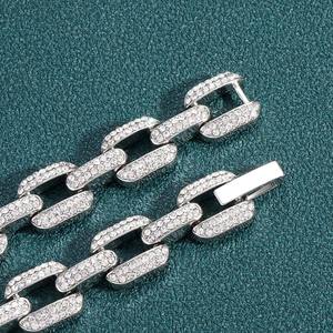 Collier chaîne cubaine plaqué or pour homme en argent sterling 925 avec moissanite, style hip-hop, rectangulaire, personnalisé, pour soirée - Product Image 5