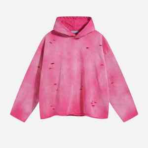 Sweat à capuche pour homme en polaire 300 g/m², anti-rétrécissement, style oversize, uni, teint, découpé, délavé au soleil, déchiré, 100% - Product Image 1