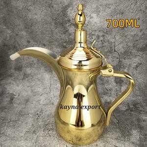 Moderno diseño clásico latón Dallah hecho a mano árabe cafetera tapa plata oro acabado ecológico Mesa hogar utensilios de cocina - Product Image 5