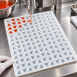 Triangle Mold Bold maker Platinum <b>Silicone</b> Gummy Depositor <b>Tray</b> for Pectin Gummy Production in Commercial Candy Kitchens - Product Image 1