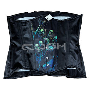 Disfraz de Halloween con Diseño de Zombie de Terror, Corsé Negro de Satén con Cierre Ajustable en la Espalda y Broches Delanteros - Product Image 1