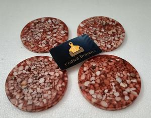 Natural <b>Stone</b> Embedded Tea Coasters Set Epoxy <b>Resin</b> Mats & Pads Placemat Terrazzo Tableware Drinkware Coaster At Best Price - Product Image 1