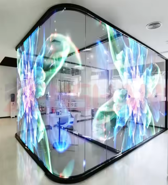 Transparent Led Film Transparent Flexible Glass Led Display Transparent Glass Adhesive Cuttable Led Screen