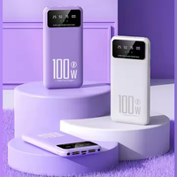 Batterie externe portable haute capacité 100W PD à charge rapide avec double sortie USB + Type-C, 20000mAh, batterie Li-Polymère pour