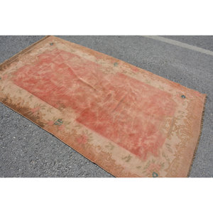 Alfombra turca Vintage área grande 4,2X7,6 pies rectángulo abstracto patrón de retazos naranja Beige lana látex para pasillo para habitación - Product Image 2