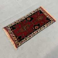 Tapis turc vintage en laine patchwork rouge écologique de 1,7 x 3,3 pieds avec envers en latex