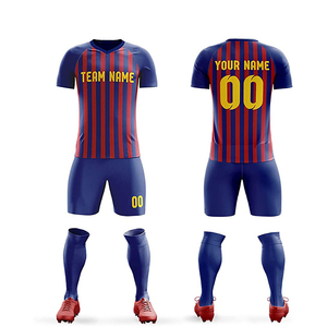 Uniformes de football en coton et polyester de haute qualité pour hommes, maillots de football, impression personnalisée, logo, nom de l'équipe, shorts pour adultes - Product Image 2