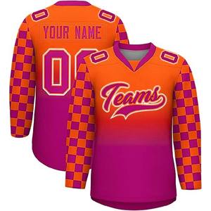Maillot de hockey sur glace homme personnalisé manches longues brodé sublimation col V qualité professionnelle - Product Image 1
