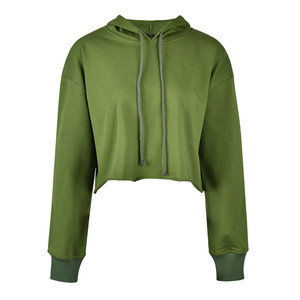 Sweat à capuche court d'hiver pour femme, marque privée, en molleton de coton doux, logo frontal, écologique, fournisseur en gros, OEM ODM disponible - Product Image 3