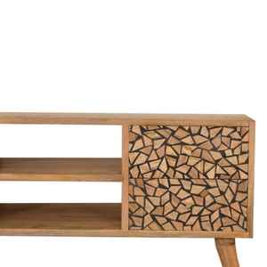 Mesita de noche moderna y elegante con consola blanca y negra con almacenamiento, muebles elegantes con incrustaciones de hueso para dormitorio o apartamento - Product Image 3