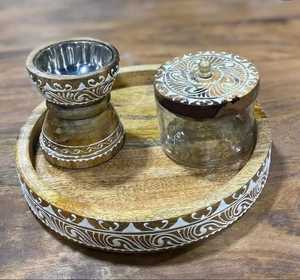 Handcrafted Eco-Friendly Arabic Resin Bakhoor Burner Set Brass Inlay Traditional <b>Incense</b> Burner Storage <b>Box</b> Tray Z F Crafts - Product Image 4