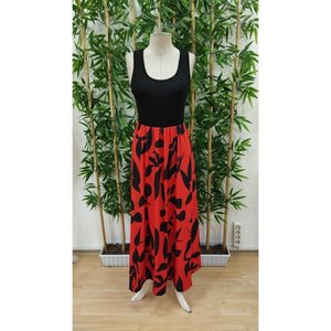 Women's Strappy Round Neck <b>Viscose</b> Bottom Patterned Long Supreme <b>Dress</b>, 35566 - Red - Product Image 5