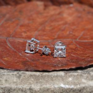 OEM al por mayor 1,25 Ct princesa corte laboratorio crecido diamante solitario Stud pendientes CVD certificado Oro aniversario regalo joyería - Product Image 1