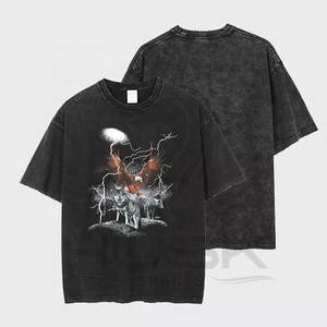 Personalizado al por mayor camisetas de calle transpirable Hip Hop DTG impresión Vintage cuello redondo ácido lavado camiseta hombres - Product Image 3