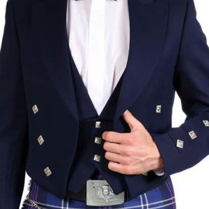 Royal Blue Prince Charlie Chaqueta con chaleco Blazer Chaqueta escocesa de lana con chaleco/chaleco Prince Charlie Wool Modern Kilt Jacket - Product Image 6