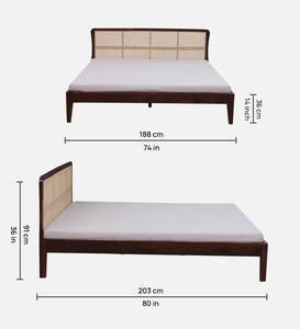 Lit king en bois massif Meriana avec osier et rotin de haute qualité pour meubles de chambre à coucher - Product Image 5