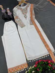 Dernier Designer Purt Faux Georgette Salwar Kameez Suit avec Broderie et Sequin Travail-Prêt à Porter pour les Fonctions de Mariage - Product Image 2