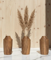 Vase de table en bois éco-responsable au fini naturel, support floral artisanal, diamètre personnalisable, décoratif pour mariage AZ