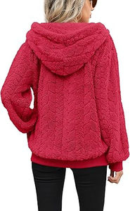 Vente en gros de sweats à capuche en sherpa pour femmes, manches longues, taille plus, design tendance 2025, sweats à capuche doux pour femmes à prix avantageux - Product Image 5
