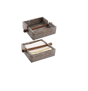 Servilletero de diseño establecido y caja de pañuelos cuadrada Caddy Cocina Rectángulo Madera Bambú para restaurante Bar - Product Image 5