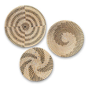 Cestas decorativas únicas de algas marinas de paja DIY, cesta de rafia tejida minimalista, tipo decorativo para el arte de la pared - Product Image 1