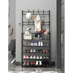 Myrva 3-In-1 Multipurpose Rack With <b>Coat</b> Hooks, Five-Layer Metal <b>Shoe</b> Storage <b>Stand</b>, Minimalist Design For Closet Organization, - Product Image 6