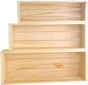 Paquete de 3 cajas de madera para manualidades, juego de Caddy | Anidación para exhibir cajas de madera para manualidades, caja decorativa de madera - Product Image 2