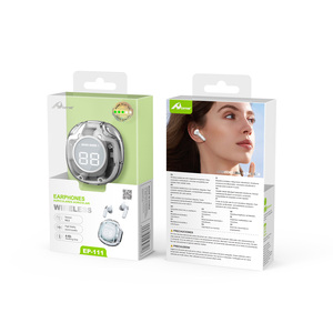 HOME Digitalome EP-111-B White LED Display <b>Wireless</b> In-Ear Earbuds for <b>Bluetooth</b> Headphones <b>Microphone</b> for Mobile Phone Travel - Product Image 4