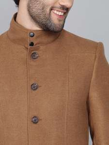 Vente flash sur le manteau en laine mélangée beige pour homme, tissu de qualité supérieure, look élégant pour un usage professionnel et quotidien, disponible à la vente - Product Image 2