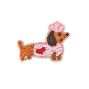 Patch brodé en forme d'animal mignon de teckel de dessin animé en gros, à repasser sur tissu, toile, pour vêtements et chapeaux - Product Image 3