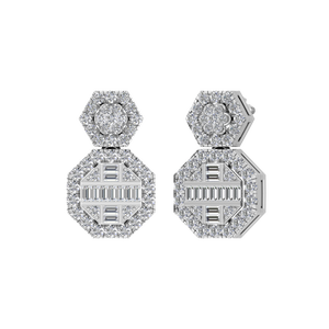 Lujo fino Octágono forma Pt950 platino diamante Natural Stud pendientes IGI certificado estilo de moda para mujeres OEM ODM al por mayor - Product Image 2