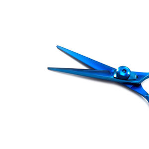 Ciseaux de barbier professionnels en acier inoxydable dentelé de 6 pouces bleus pour la coupe de cheveux en salon - Utilisation en bricolage - Product Image 2