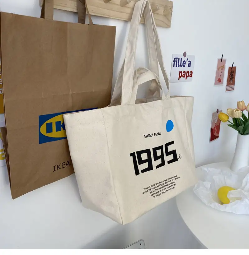 2024 Wholesale Reusable Heavy Duty Canvas Tote Shopping Bags with Handles Washable Grocery Bags