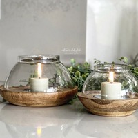 Porte-bougie et support en bois de luxe faits à la main pour la décoration de la maison Noël et Pâques
